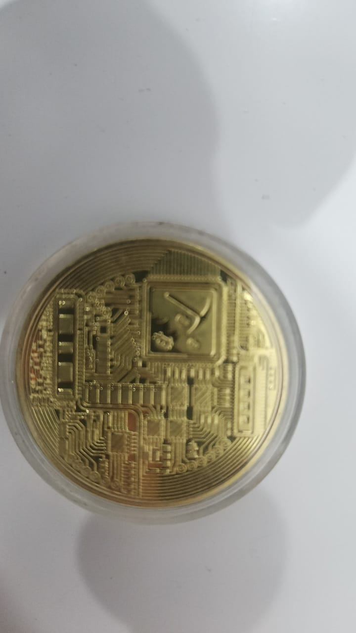 Collector's Gold-Plated Physical Bitcoin in Acrylic Display Case